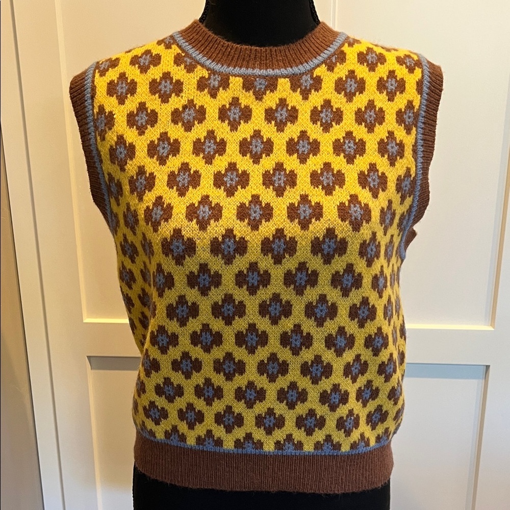 Cider Yellow and Brown Sweater Vest Size S